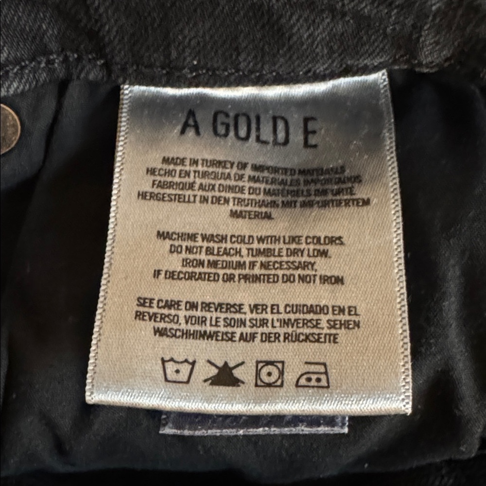 Agolde Washed Black Distressed Fray Ankle Hem Denim Jeans 30 Crop Cropped Skinny - Picture 7 of 8